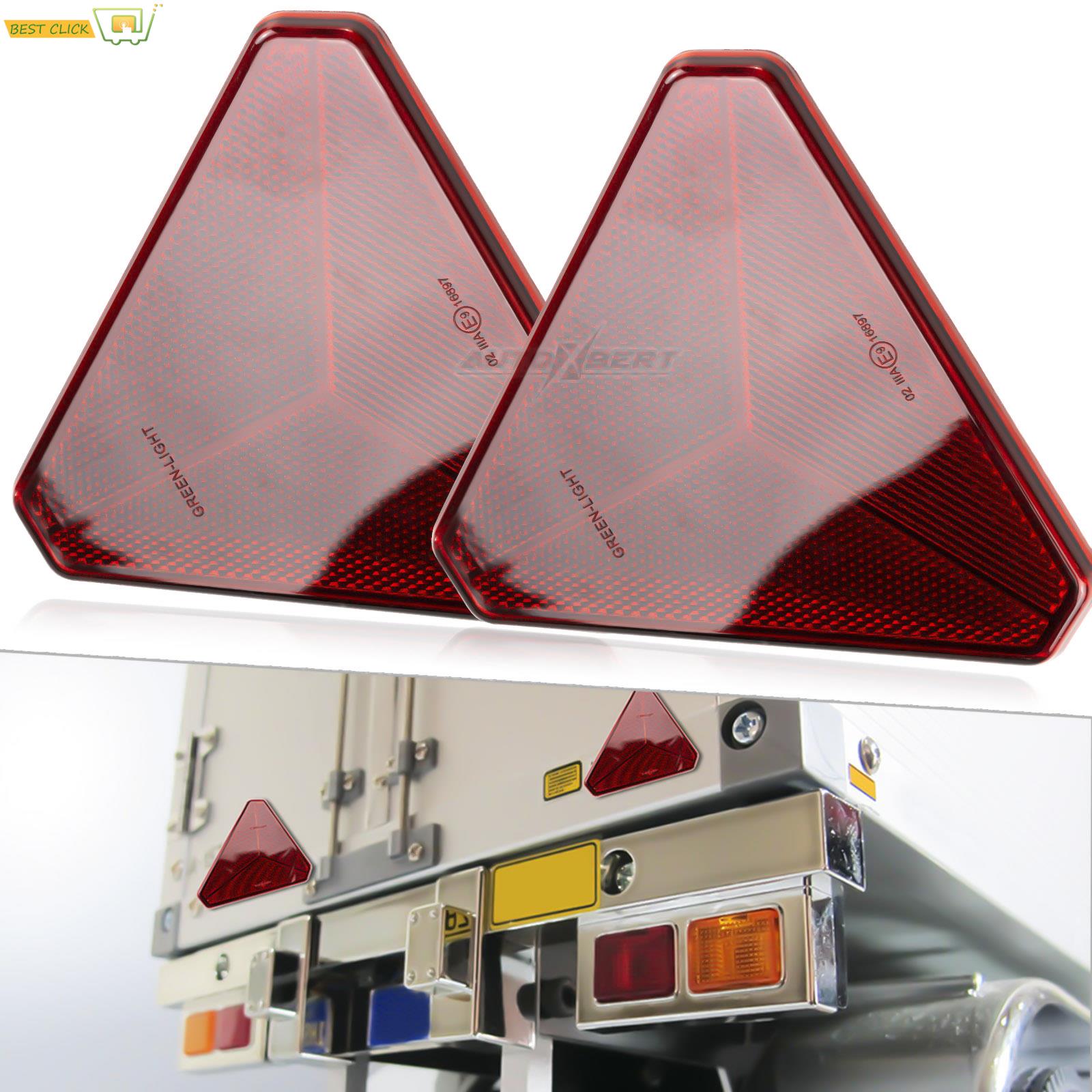 2Pc Triangle Reflector Safety Alert Sign Strip Reflective Red Stickers Universal Camper Lorry Caravan Truck Trailer Bus
