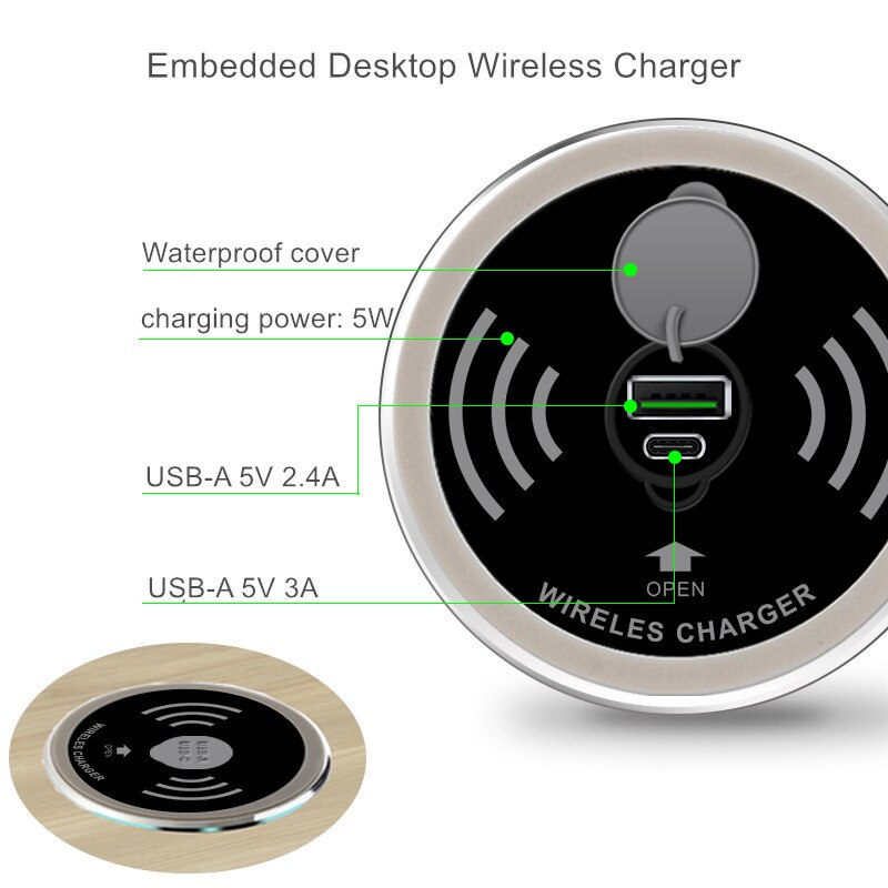 Universal Qi Wireless Charger Stand 15W or 5W Dock Embedded Qi Wireless Induction Charging Transmitte for iPhone Samsung Huawei