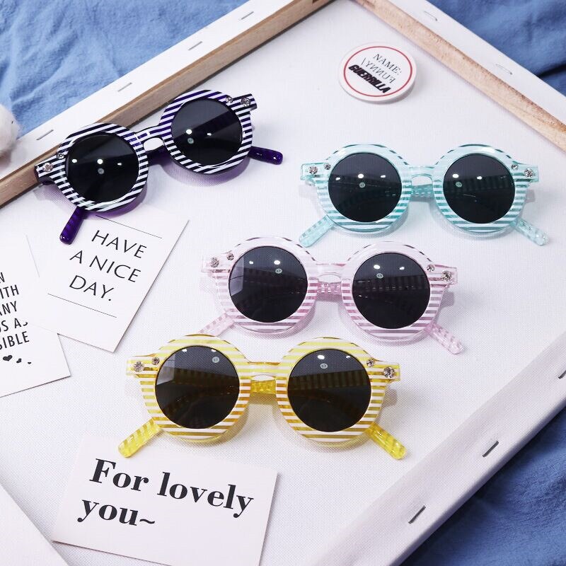 Pink runde børnestribede solbriller børnebriller baby solbriller gg til piger drenge gafas de sol mujer