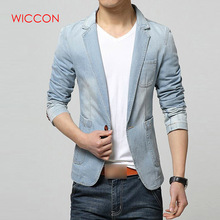 Blazer de de de otoño para hombres, trajes vaqueros de tendencia para hombres, chaqueta Casual de mezclilla para hombres, chaqueta de mezclilla ajustada para hombres