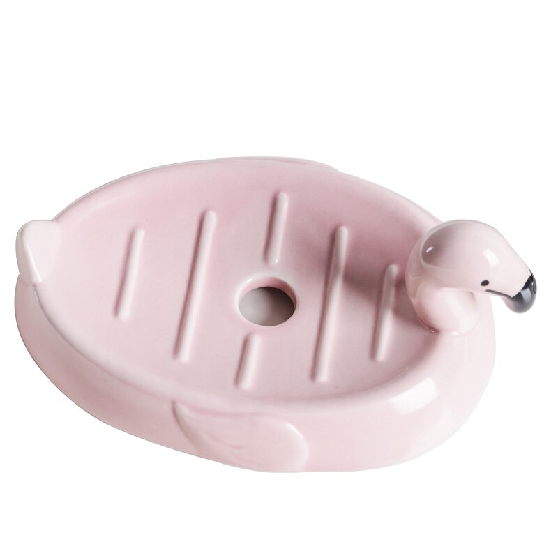 Flamingo Soap Dish Soap Tray Animal Soap Dish Ceramic with Drain Hole Personality Cute Soap Bathroom