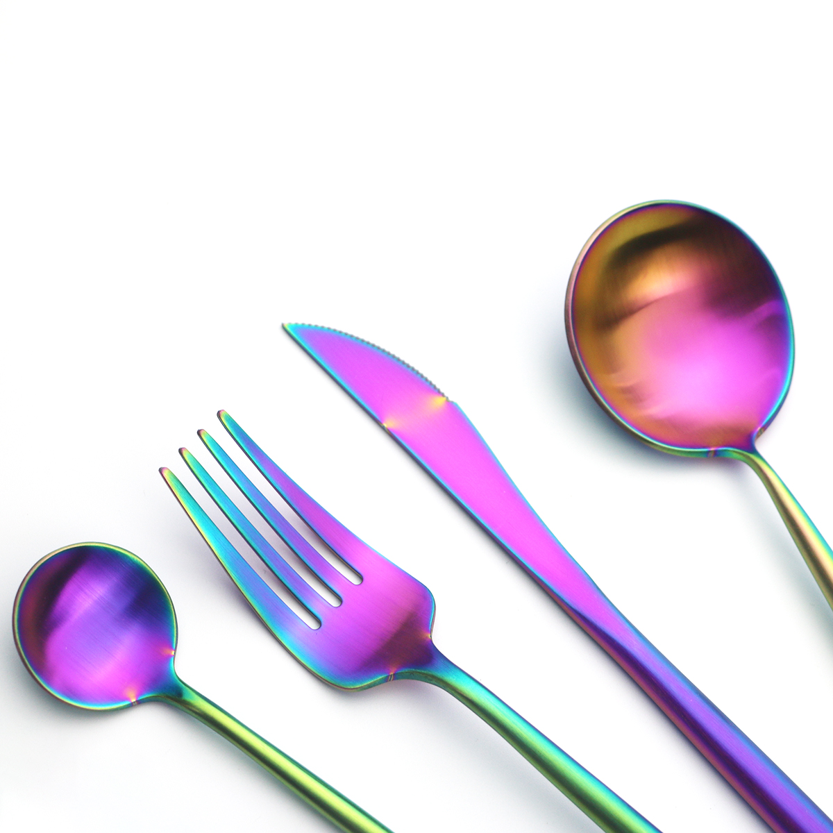 6 stk/sæt mat guld bestik sæt 304 rustfrit stål service sæt kniv gaffel dessert ske spisestel køkken sølvtøj sæt