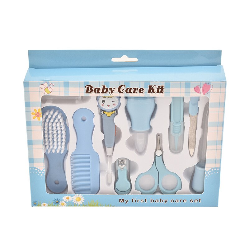 Kit de cuidados infantis com tesoura e pentes, 10 unidades, conjunto de cuidados para bebês, infantil, tesoura, cortador de unhas, escova de cabelo