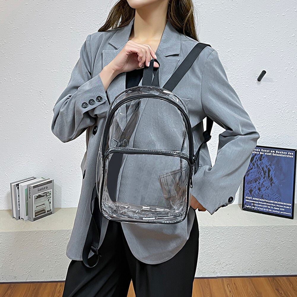 Zaino da donna borsa in PVC impermeabile trasparente studenti universitari di moda femminile borsa con paillettes trasparente zaini da scuola zaini da donna
