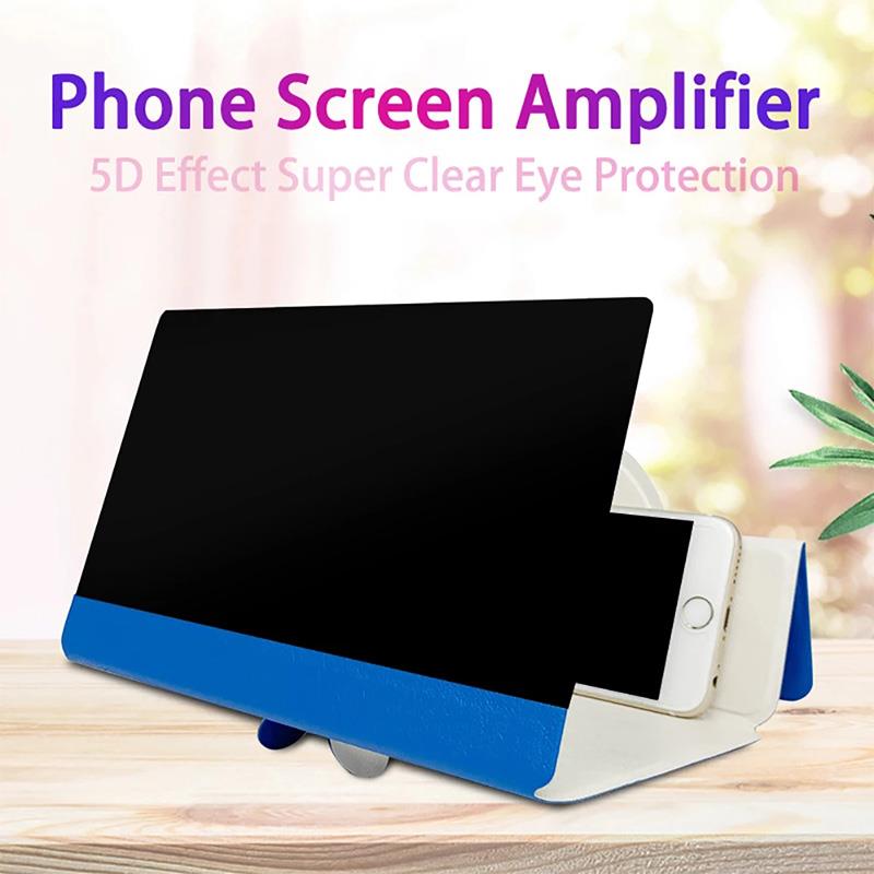 5D Screen Versterker Vouwen Lederen Mobiele Telefoon Vergrootglas Hd Stand Video Versterker Beugel Vergroten Stand Ogen Bescherming