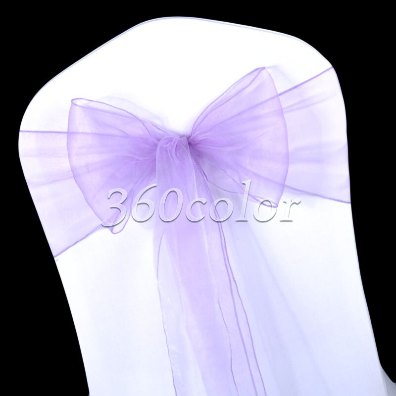 25 Stuks Lavendel Sheer Organza Voorzitter Sjerpen Bow Cover Bruiloft Decoratie