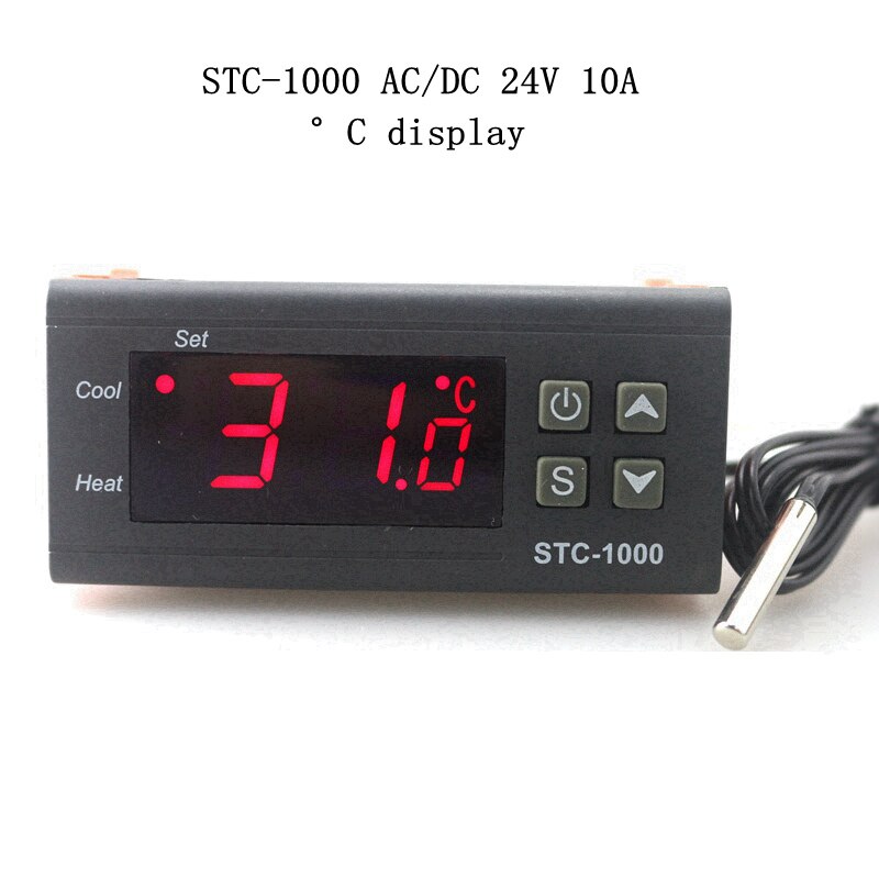 STC 1000 Digital Temperature Controller Two Relay Output LED Thermostat Incubator 110V 220V 10A with Heater and Cooler: STC-1000 24V