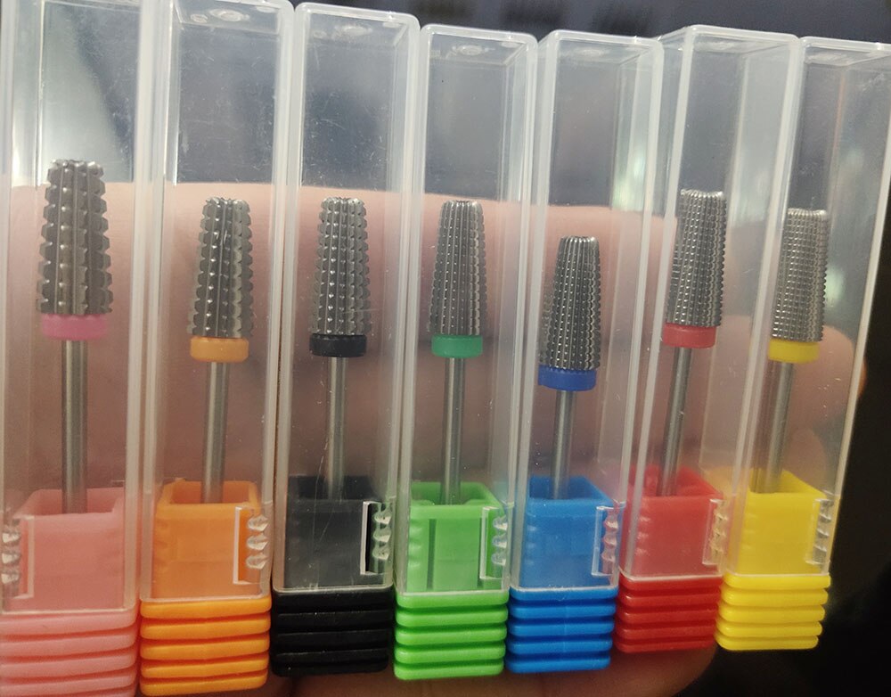 Brocas de carburo cónico para uñas, accesorios de taladro 5 en 1 con corte de 3/32 pulgadas, bidireccional, cortador de fresado para manicura