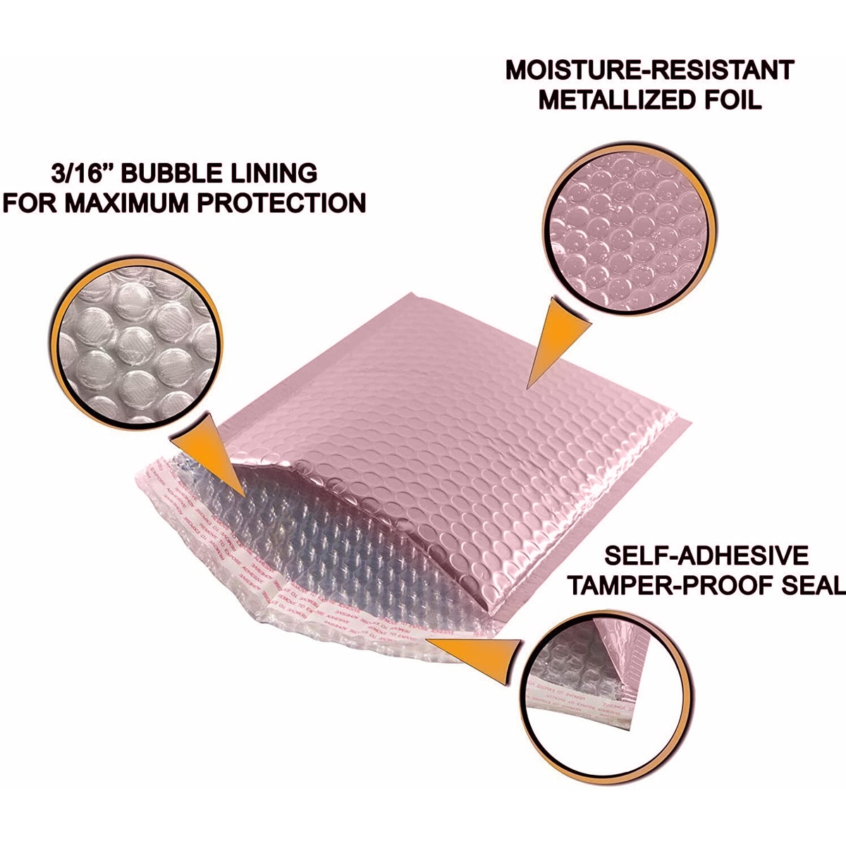 20pcs Bubble Envelope Rose Gold Mail Packaging Bags Self Seal Padded Courier Bags Waterproof Bags Bubble mailer 5 sizes