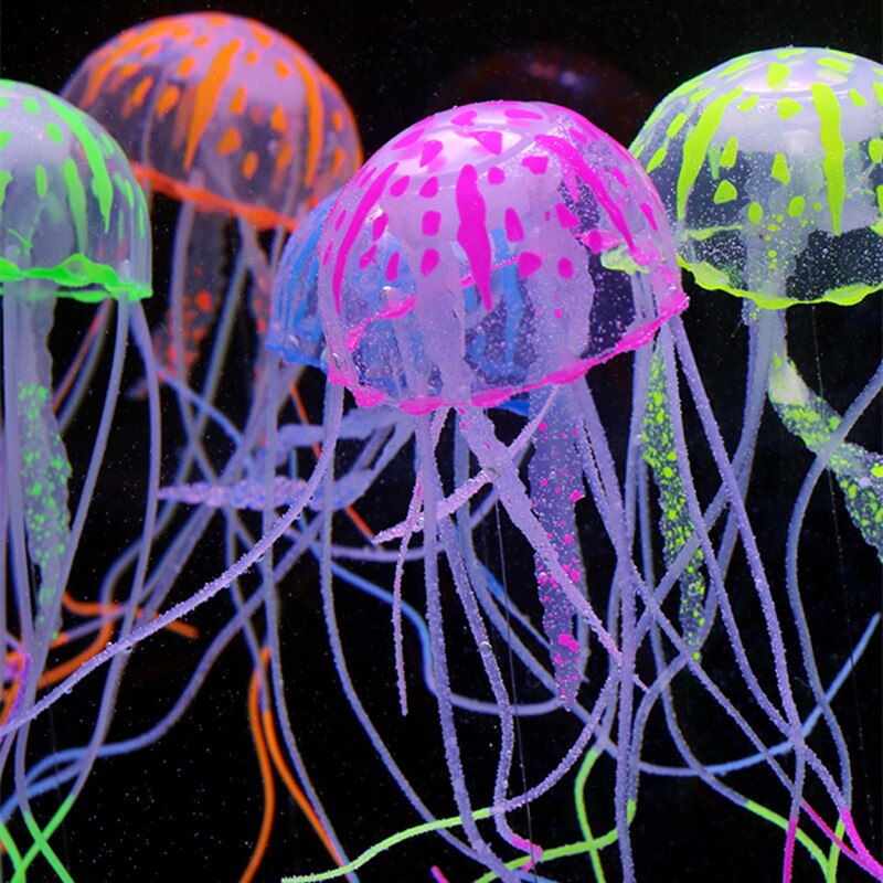 6 STKS/PARTIJ Verschillende Kleuren Emulatie Kwallen Huisdier Aquarium 0 rnamental Ornament van Aquarium Drijvende Fluorescerende Kwallen