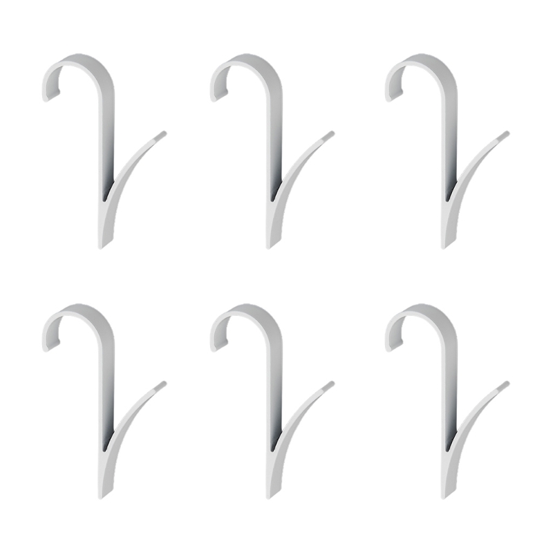 6 Pcs Ruimte Aluminium Douche Deur Haken Kast Haken Handdoek Hanger Sterke Kanteldeur Haken Voor Badkamer Keuken Nail-gratis: White R shape