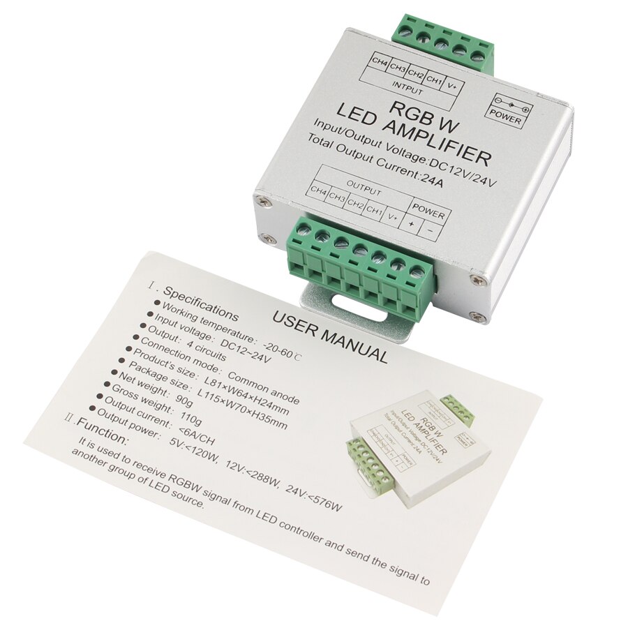 LED RGBW RGB Controller Amplifer Voltage 12V - 24V LED Controller RGBW RGB Maxload Power 144 Applicable Lights 3528 5050 Strip