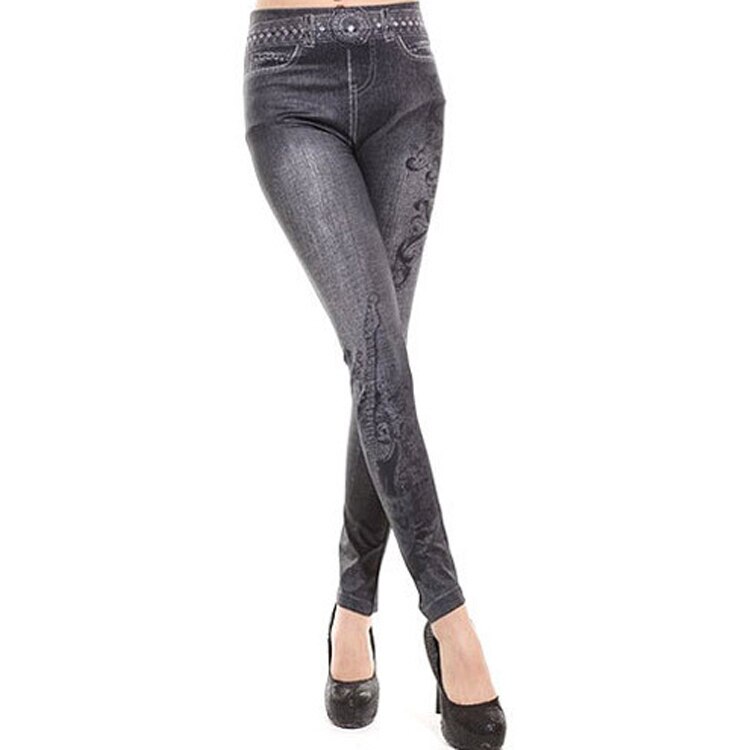 Laihat tytöt pakarat hoikka ohuet pienet jalat housut stretch lumihiutale jäljitelmä denim polyesteri e spandex naisten leggingsit: Xyv 123g