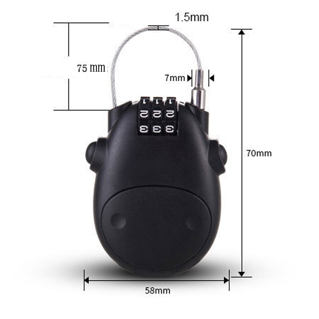 Retractable Code Combination Lock Steel Cable Wire Bike Luggage Safety