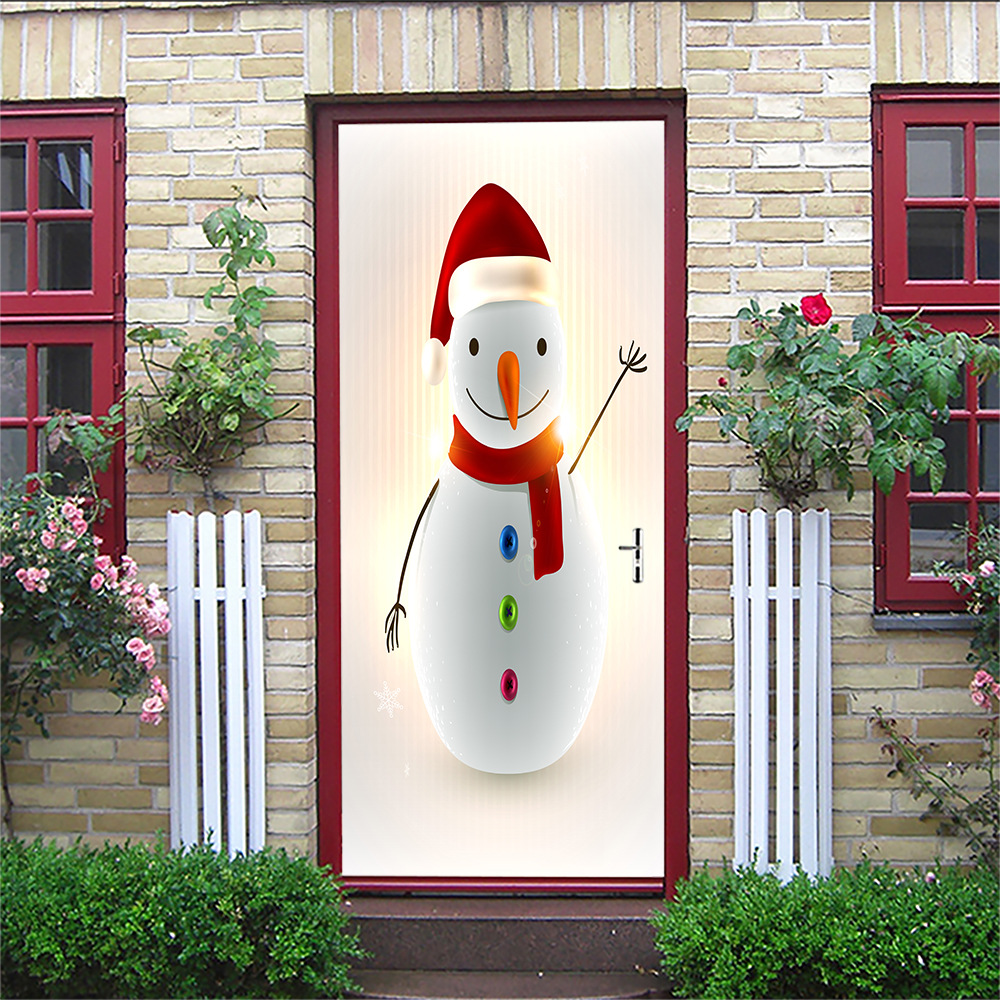 PVC Self-Adhesive Waterproof Door Sticker Christmas 3D Abstract Line Mural Wallpaper Art Door Poster: MTSD008 / 77x200cm