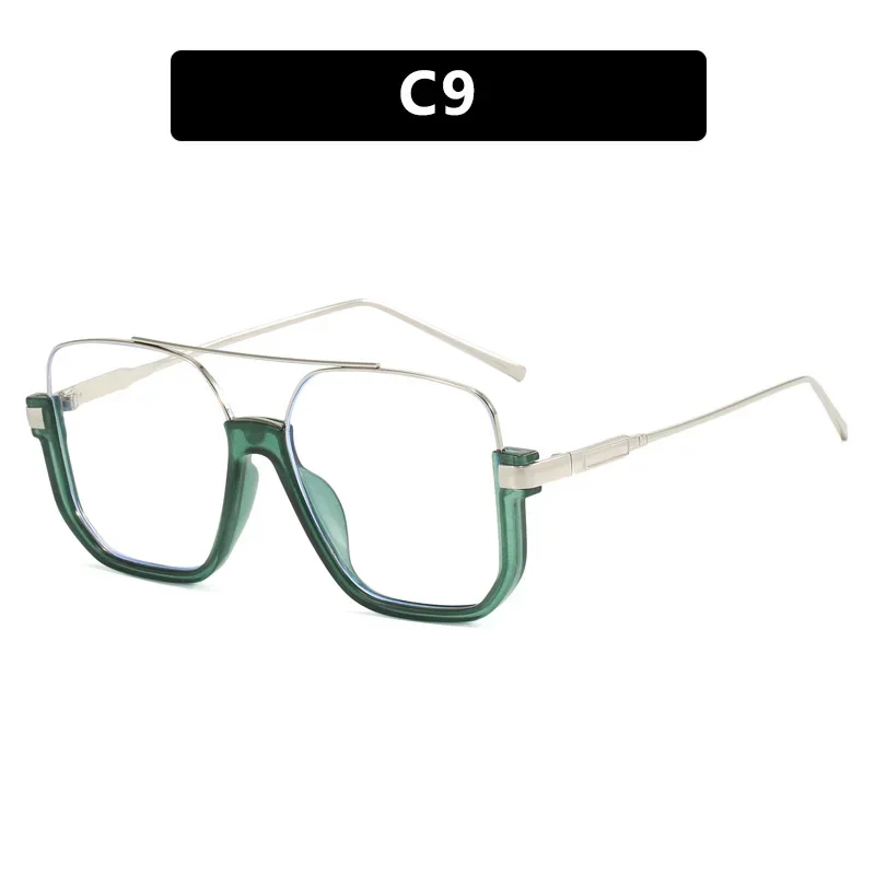 Occhiali da suola a doppio ponte 2025 Occhiali da suola dal design unico in metallo di grandi dimensioni alla moda Occhiali da suola con mezza montatura resistenti ai raggi UV400 personalizzati retrò: Argento