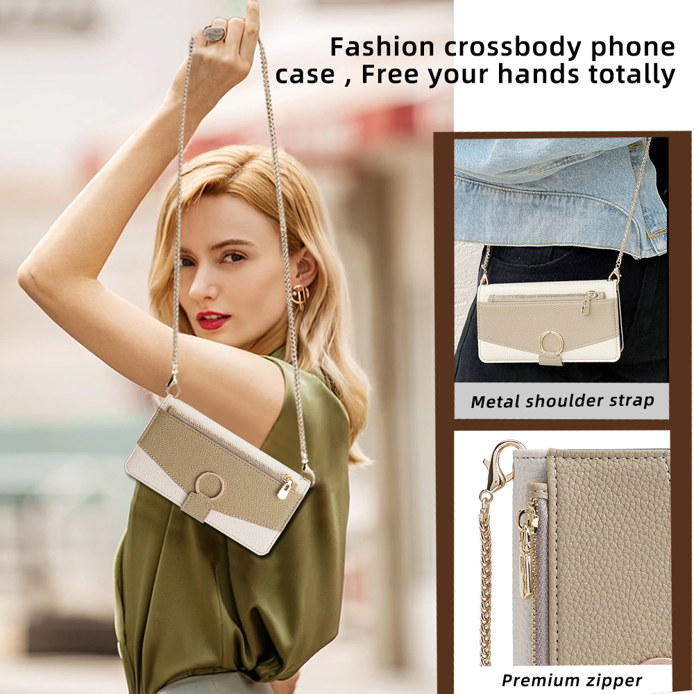 Redmi Note 13 Pro Crossbody Phone Case for Xiaomi Redmi Note 13 13R Pro Plus 13C 5G Poco X6 M6 Pro Wallet Case with Metal Chain