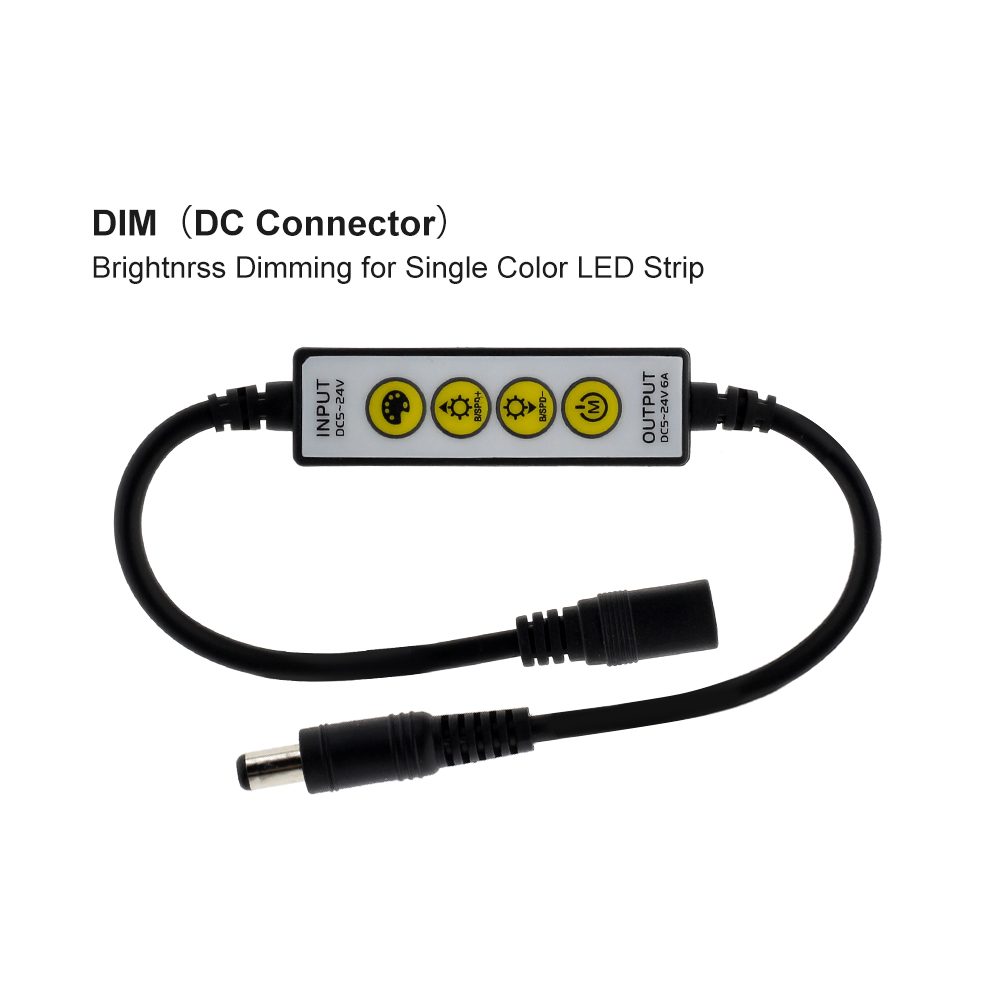 Mini 4 taster led strip controller lysdæmper switch  dc5v-12v til enkelt farve / dobbelt hvid / rgb / rgbw / rgb+cct led strip lys: Enkelt farve