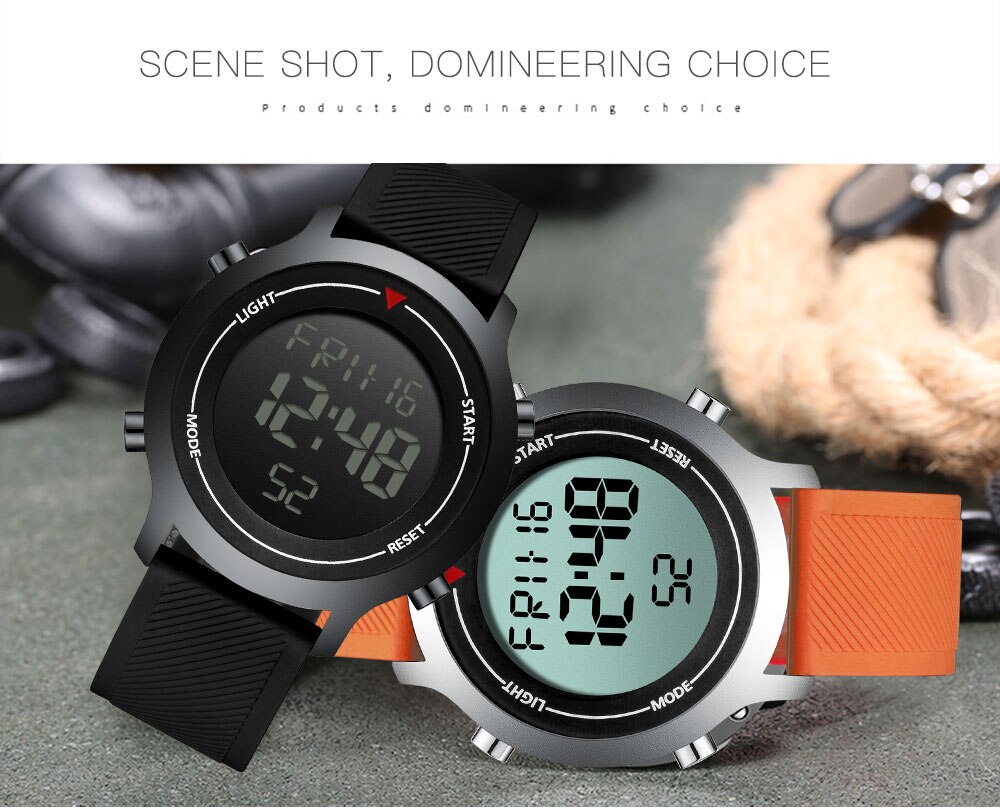 BIDEN Mens Watch Digital Wristwatch Silicone Tape Waterproof Top Brand Sport Erkek Kol Saati