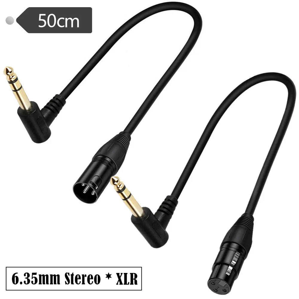 90 graus ângulo reto 1/4 Polegada trs para xlr macho cabo de interconexão de sinal balanceado quarto de polegada para xlr cabo de remendo 0.5m