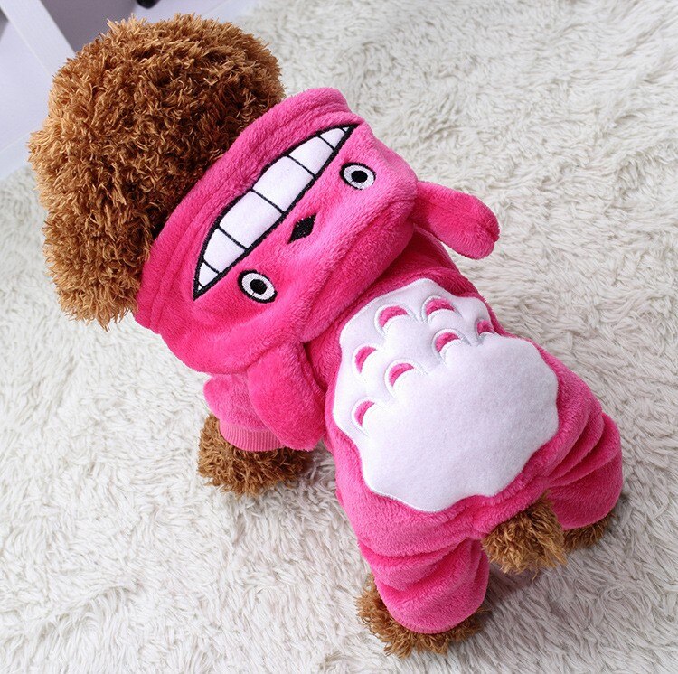 Pet Cat Clothes Funny Dinosaur Costumes Winter Warm Plush Cat Coat Small Cat Kitten Hoodie Puppy Dog Clothes: Rose / S