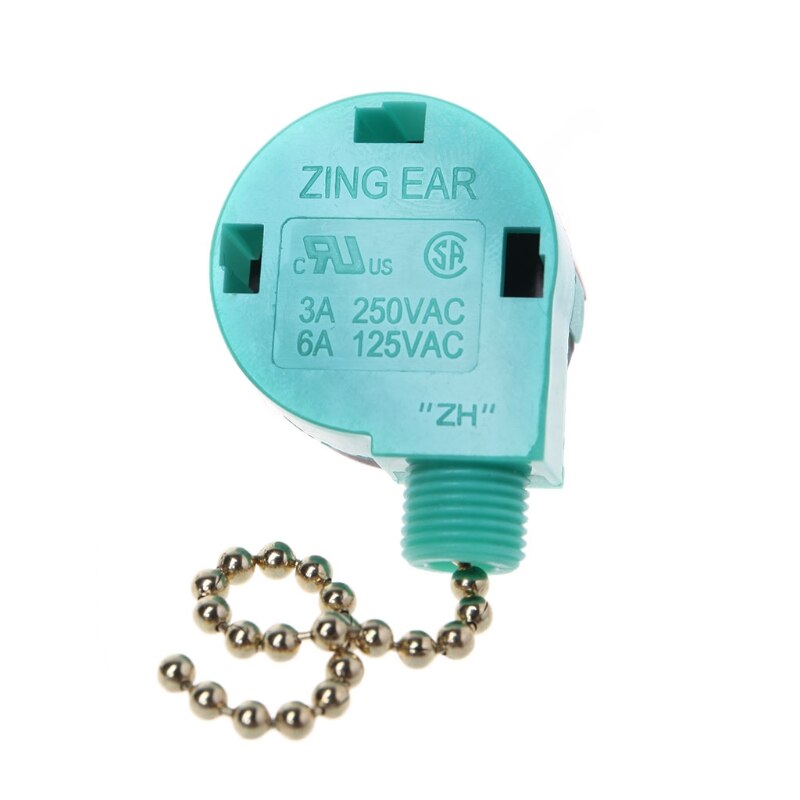3A/250V 6A/125V Zipper Switch 3 Speed Pull Chain Control Nickel Fan Wall Switch