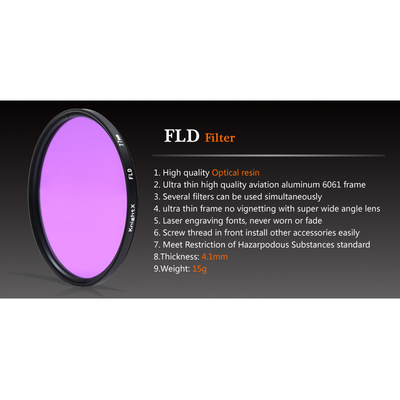 KnightX FLD filtres d'objectif de photographie pour appareil photo reflex numérique 49mm 52mm 55mm 58mm 62mm 67mm 72mm 77mm appareil photo