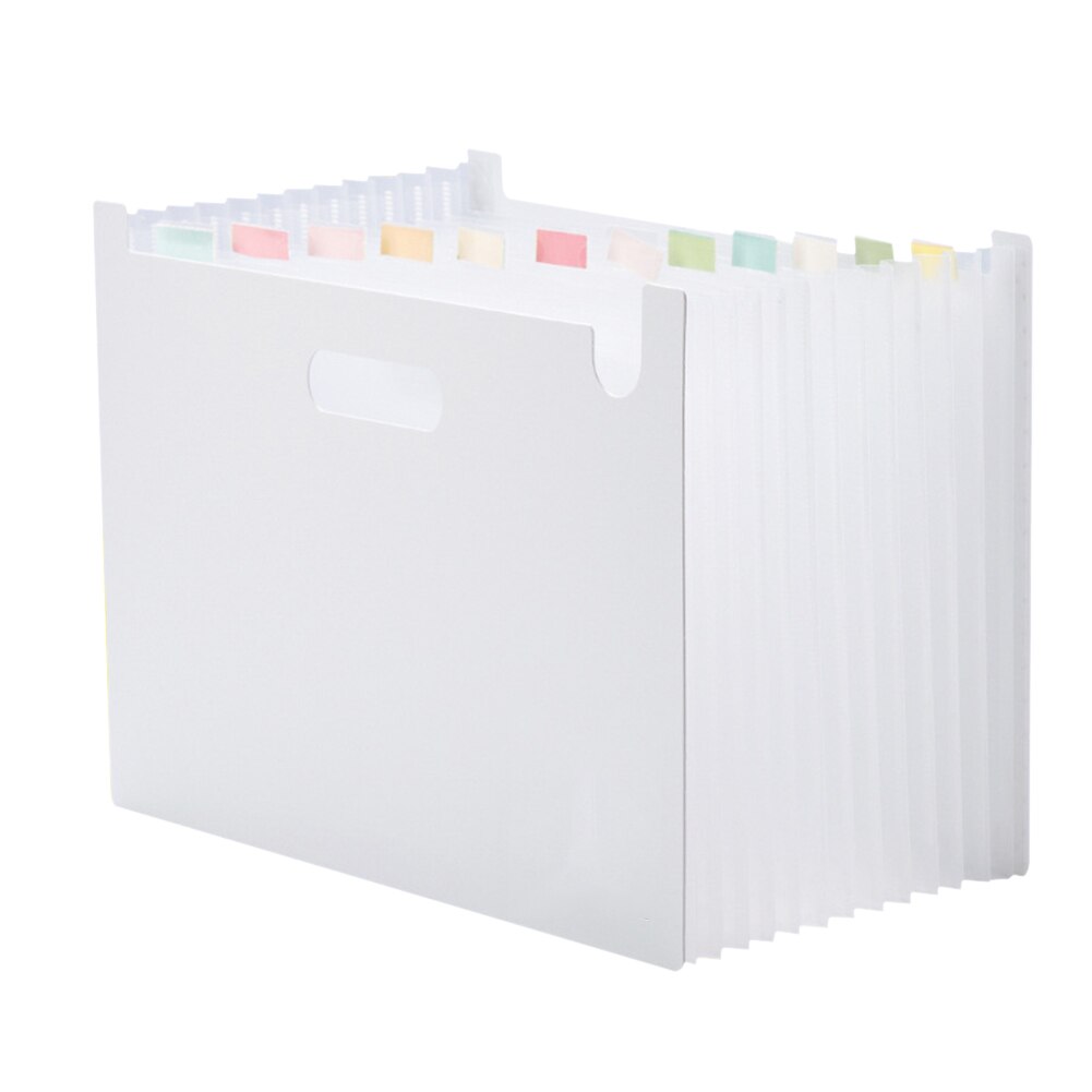 Carpeta Archivadora escolar de acordeón para oficina, 13 bolsillos con etiquetas, clasificación arcoíris, organizador de documentos A4 de gran capacidad: Blanco