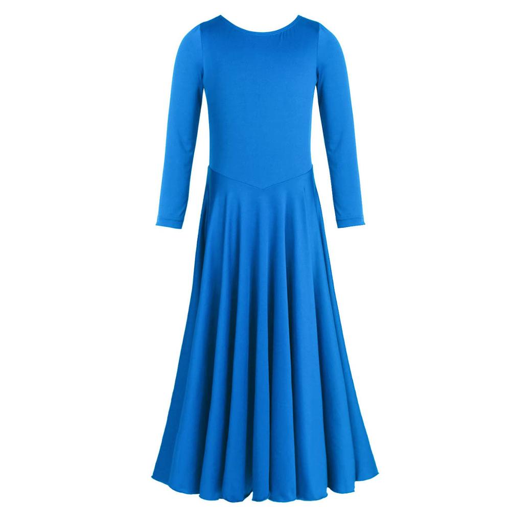 iiniim Kids Girls Formal Ballet Tutu Dance Dress Gymnastics Leotard for Kids Praise Dance Costumes Modern Liturgical Dance Wear: Blue / 8 Years