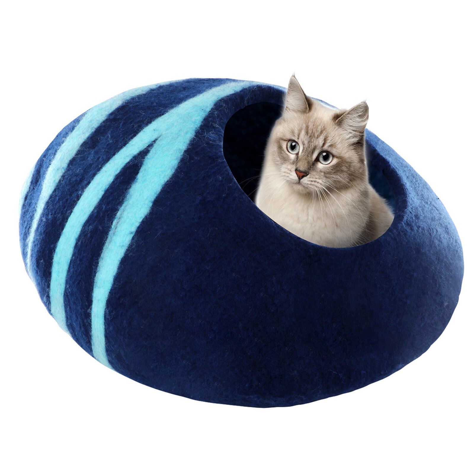 Unique Pet Cat Cave Bed Winter Warm Wool Cat Mat House Cattery: Dark Blue