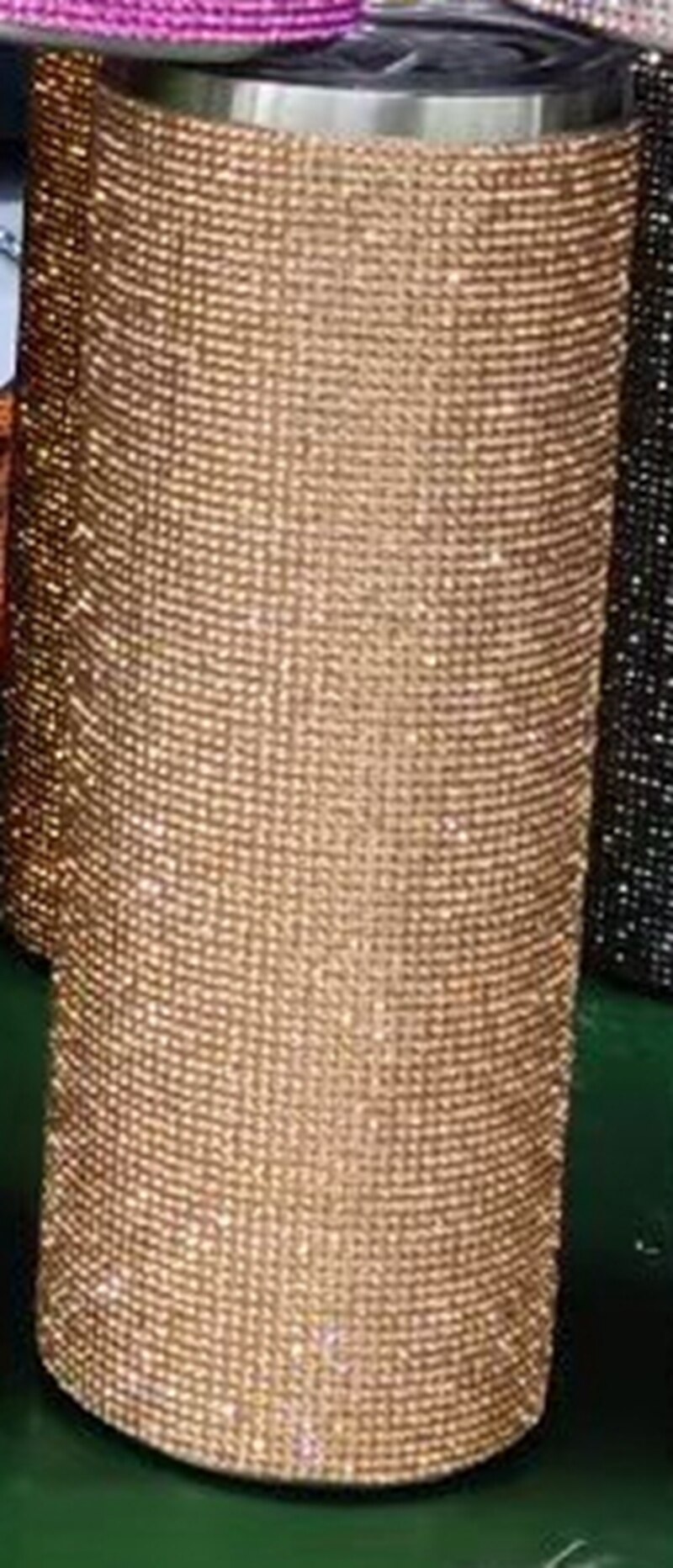 Luxury Diamond 20oz Bling Rhinestone Crystal skinny Tumbler Double Walled Insulated Stainless Steel Skinny Thermo With Lid Straw: 9