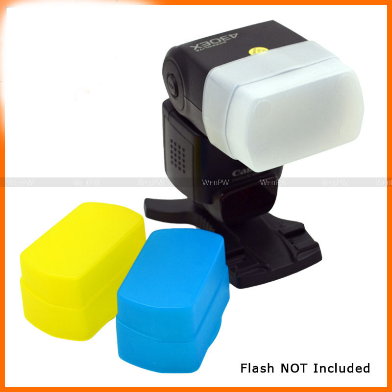 3 kleur wit + geel + blauw Flash Diffuser BOUNCE DOME Soft Box Voor speedlite Voor canon 430EX 430 EX II