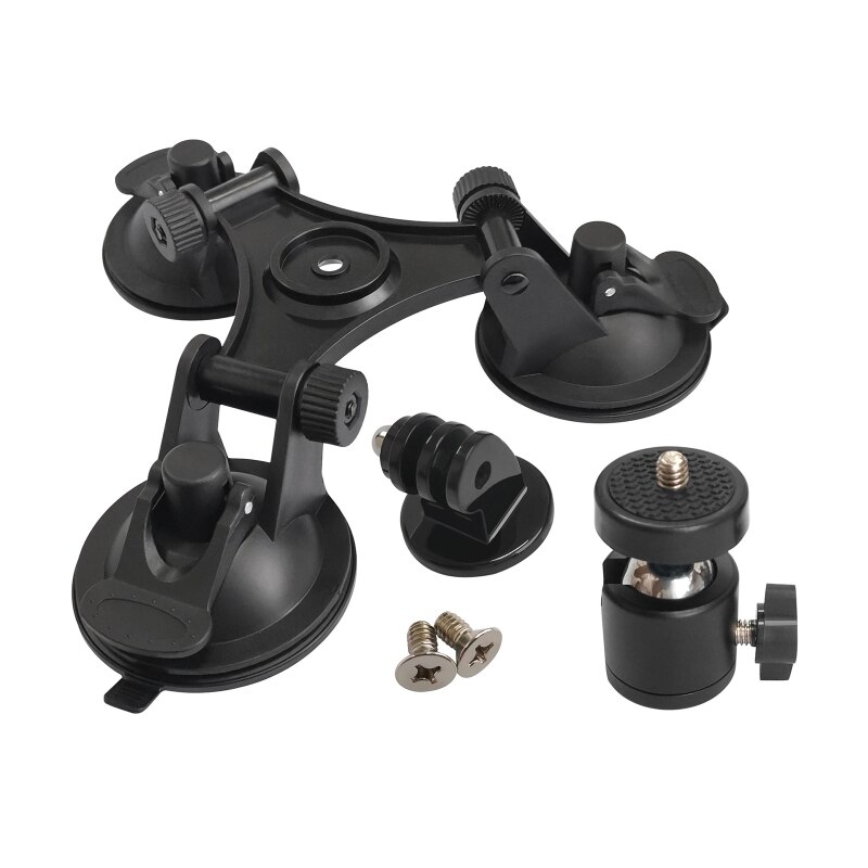 Auto voorruit drievoudige vacuüm zuignap houder voor gopro hero 8/7/6/5/4/3/3+/2/1 xiaoyi  sj4000 sj5000 sj7000: D
