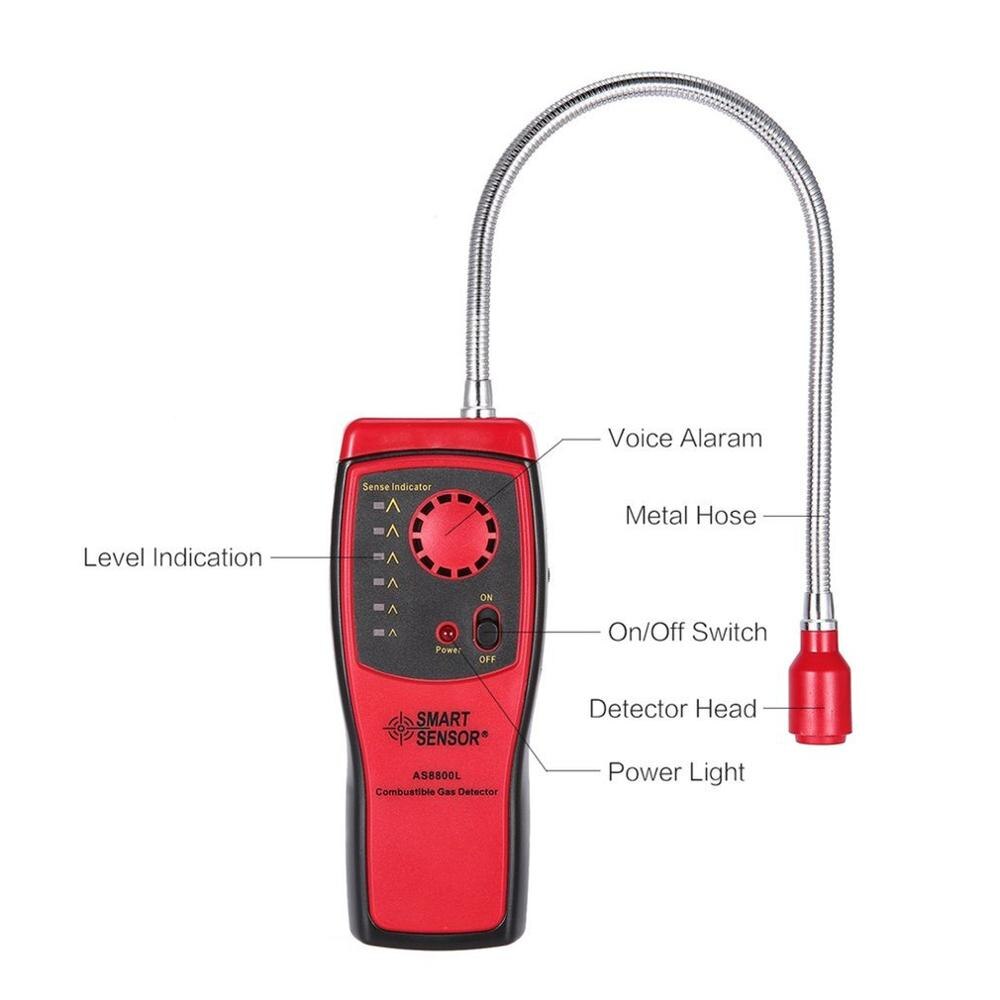 Capteur intelligent AS8800L détecteur de gaz Combustible outil de testeur de fuite de gaz naturel inflammable analyseur de détecteur de fuite de gaz méthane