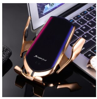 Car mobile phone wireless charging bracket magnetic absorption universal universal all mobile phone charging car bracket: Royal Silver