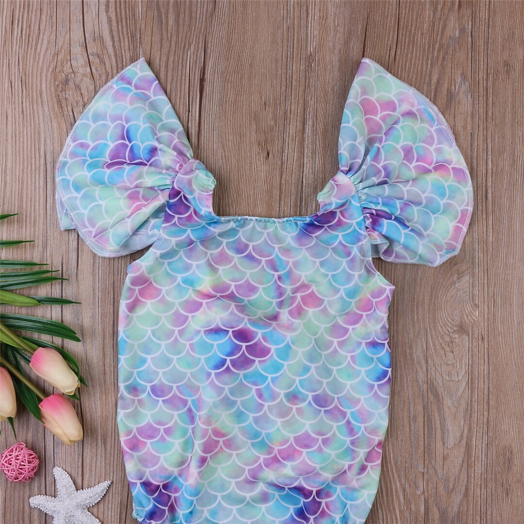 Sommer entzückende Kleinkind Art Baby Mädchen Meerjungfrau Einteiliges Bademode rüschen hülse nette Badeanzug Bikini Badeanzug Bademode