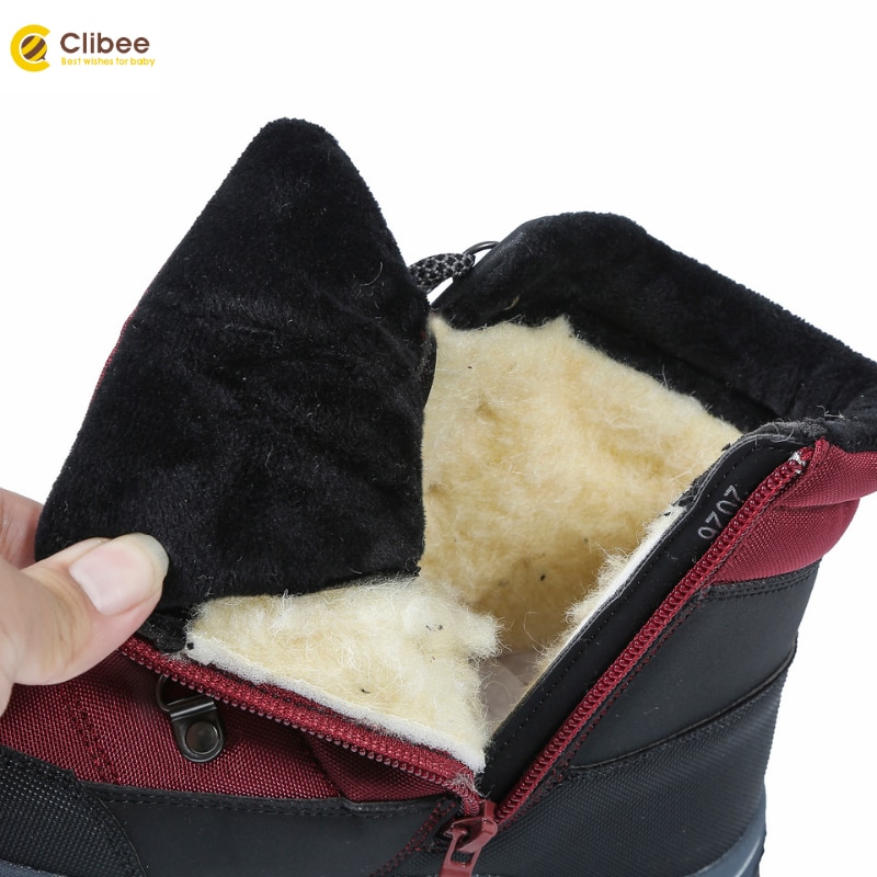 Clibee – bottes de randonnée en laine et caoutchouc pour enfant, chaussures d'extérieur, mi-mollet, imperméables, hiver