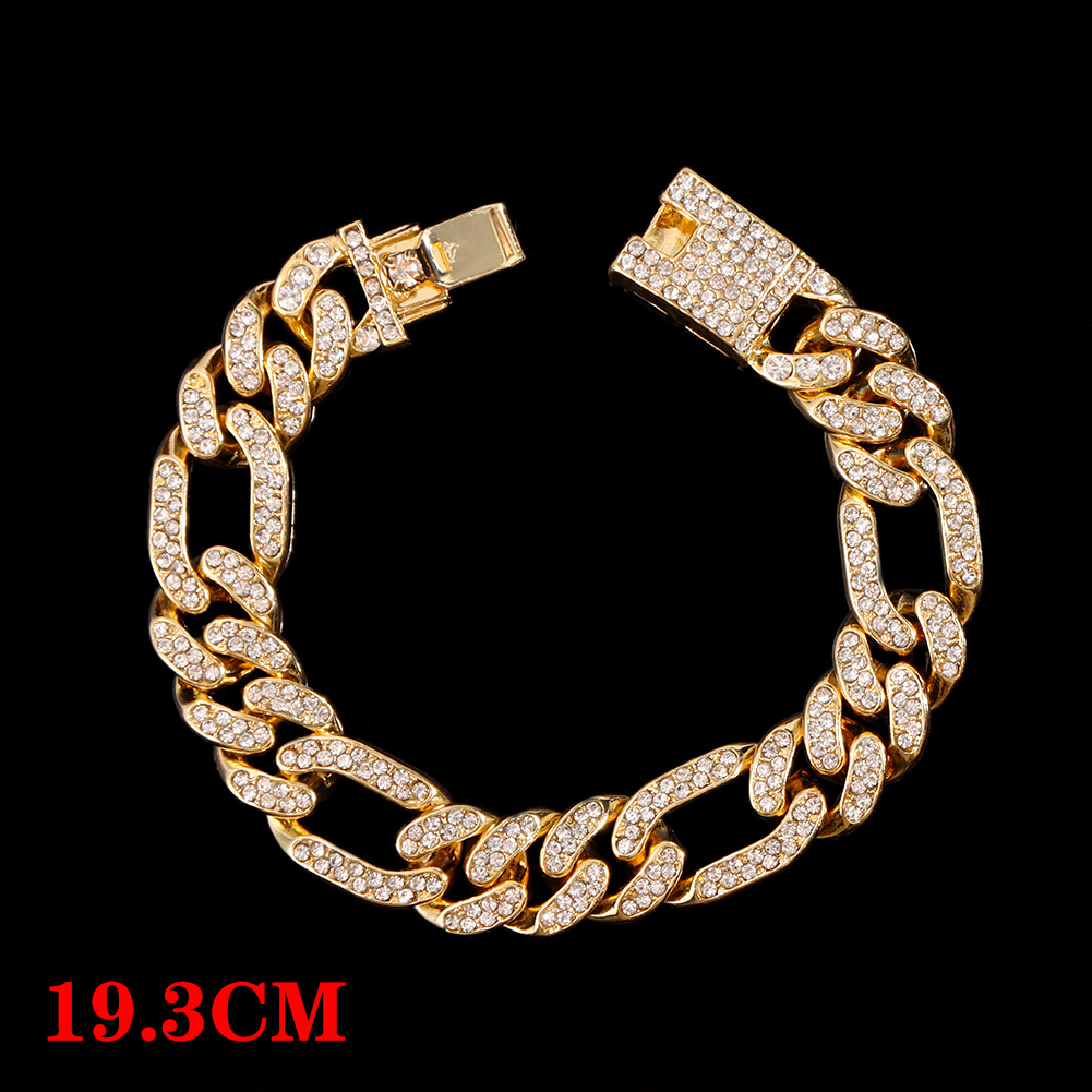Miami Cuban Bracelets Anklet For Women Bling Full Rhinestone Paved Link Iced Out Hand Chain Jewelry Accessories: C011601GD