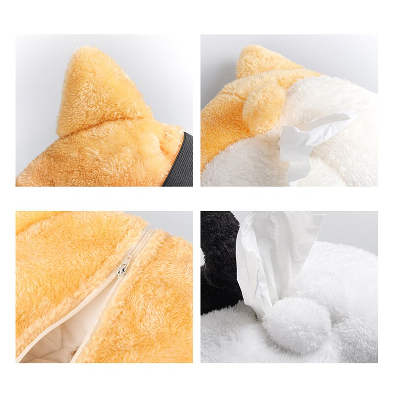 Corgi Butt Cat Car Tissue Holder Napkin Box Vehicle Backseat Tissue Case Holder for Home Car Bathroom