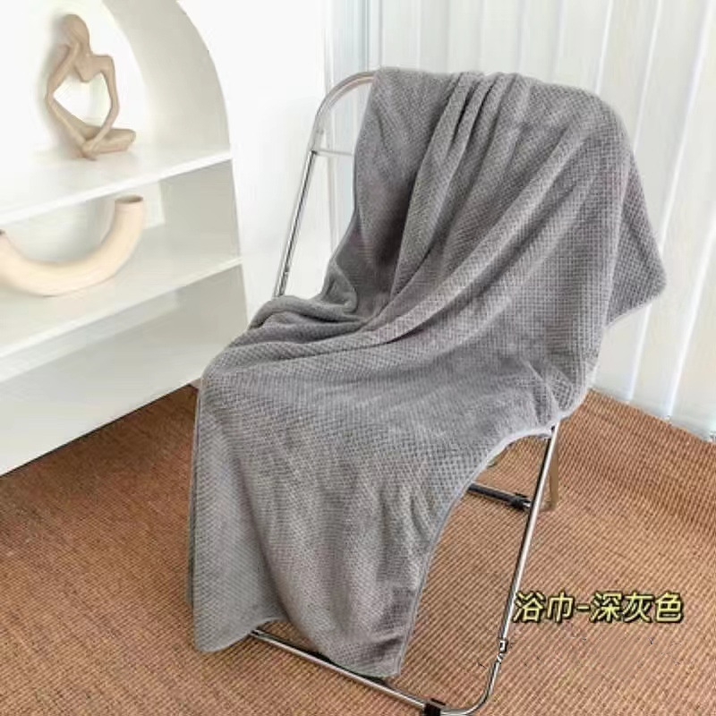 Toalla de terciopelo coral de piña grande engrosada, Toalla de baño de algodón no puro, Toalla de baño súper suave y absorbente para salón de belleza