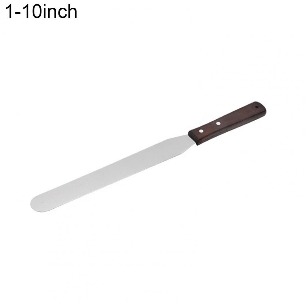 1pc Kuchen Spachtel Backen Schaber Holzgriff Edelstahl Palette Messer Schaber Kuchen Dekorieren Werkzeug Backformen Backen Werkzeug: 10Zoll 1