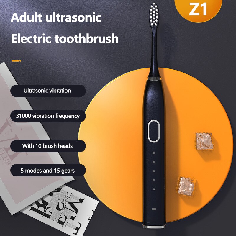 Sonic Electric Toothbrush 5 modes and 15 gears USB Charger Adult timer Brush Tooth Brushes 10 Replacement Heads Teeth Whitening