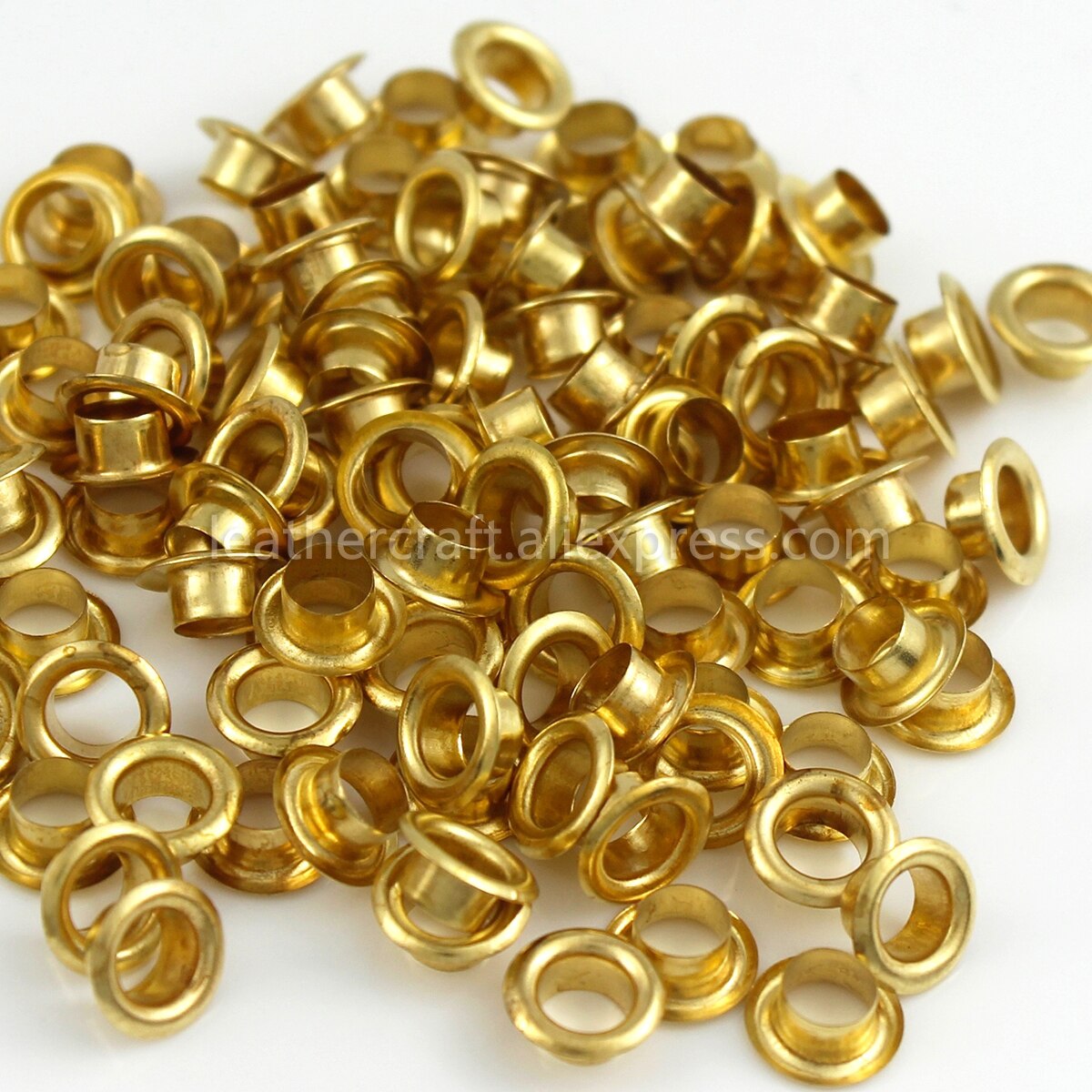Œillets en laiton de 5mm avec rondelle, anneaux ronds pour chaussures, sac, chapeau, ceinture, 100 ensembles, #300: Lightgold