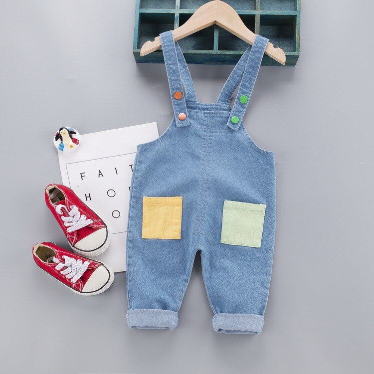Herfst Jongens Jarretel Broek Patchwork Kinderen Cowboy Overalls Kan Open Kruis Voor Jongen Meisjes Algehele Baby 'S Broek: Cowboy blue / 4T