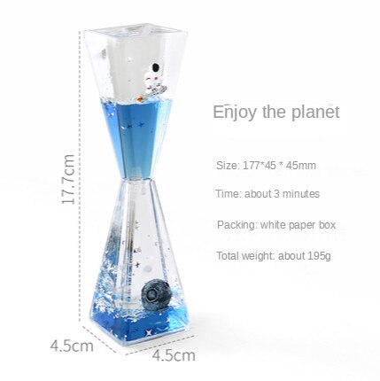 Spaceman Astronaut Floating Liquid Oil Acrylic Hourglass Liquid Visual Movement 3 min Hourglass Timer Home Decoration: A