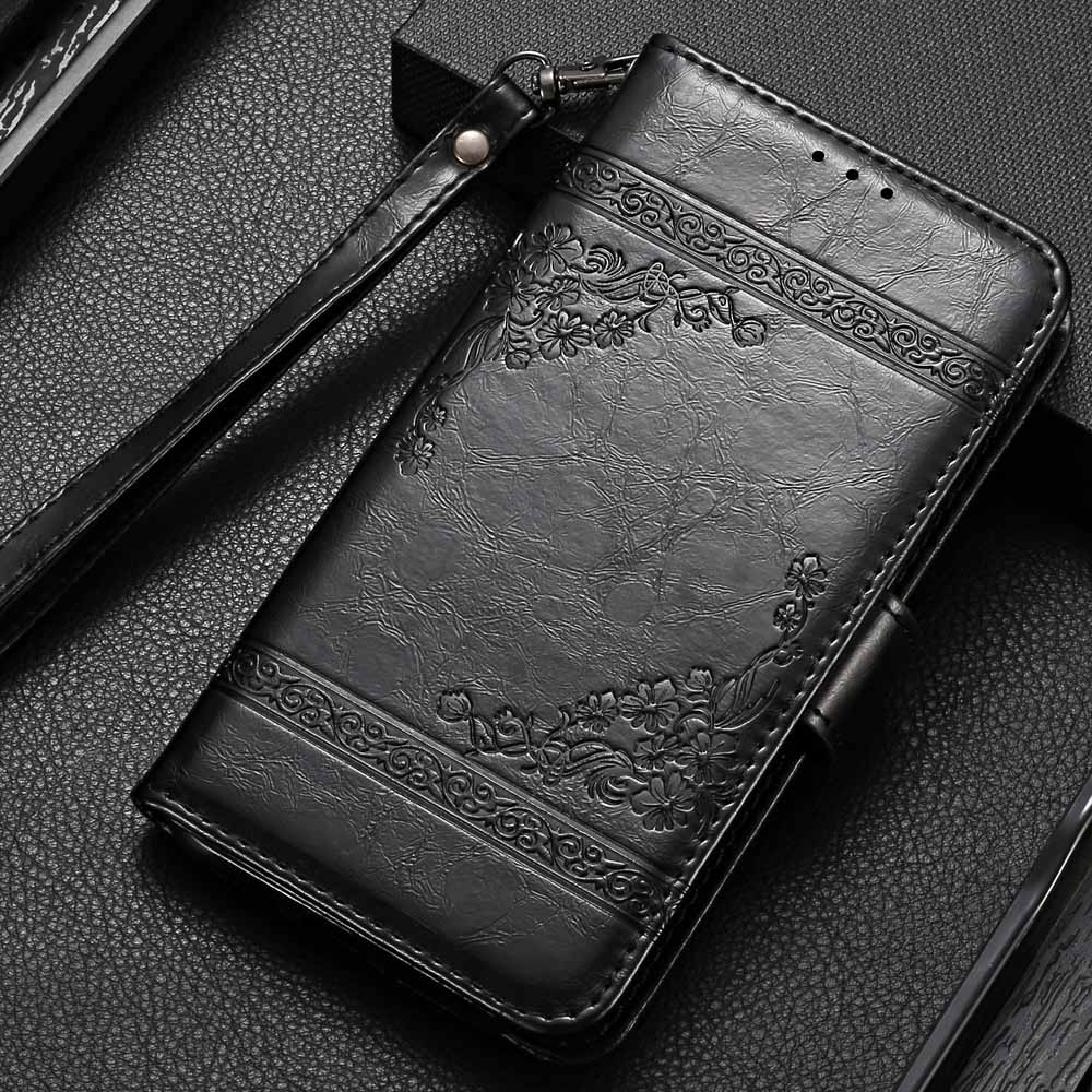 Vintage Wallet Flip Case for Digma LINX Trix 4G Case with Strap Stand Luxury PU Leather Cover Case Fundas: Y Black