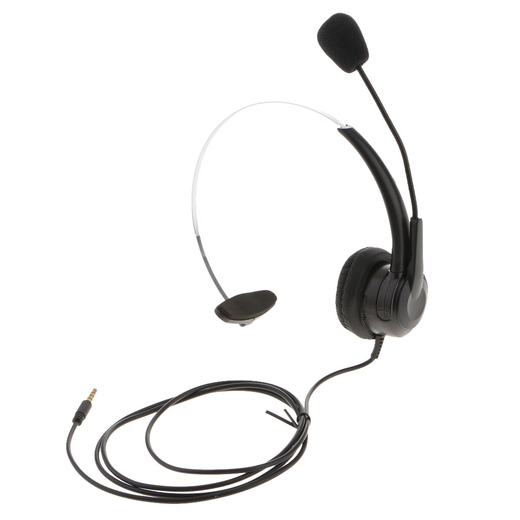 Monaural Headset with Mic, 3.5mm Plug, Compatible for Mobile Phone &amp; Laptop