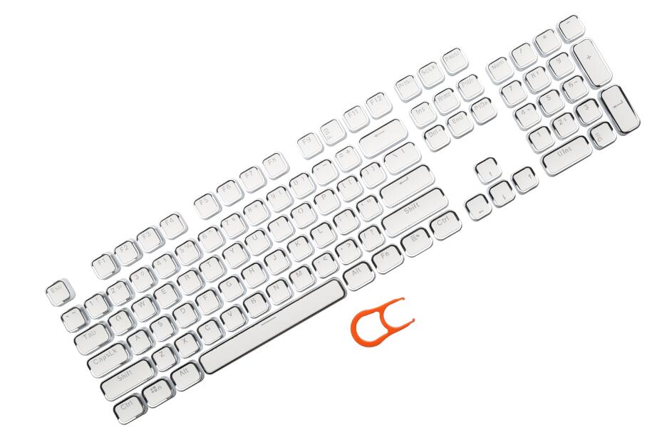 Low Profile Metalen Frame Keycaps Voor Cherry Mx Outemu Mechanische Toetsenbord Dubbele-Shot 104 Sleutels Pbt Key Cap: Square White