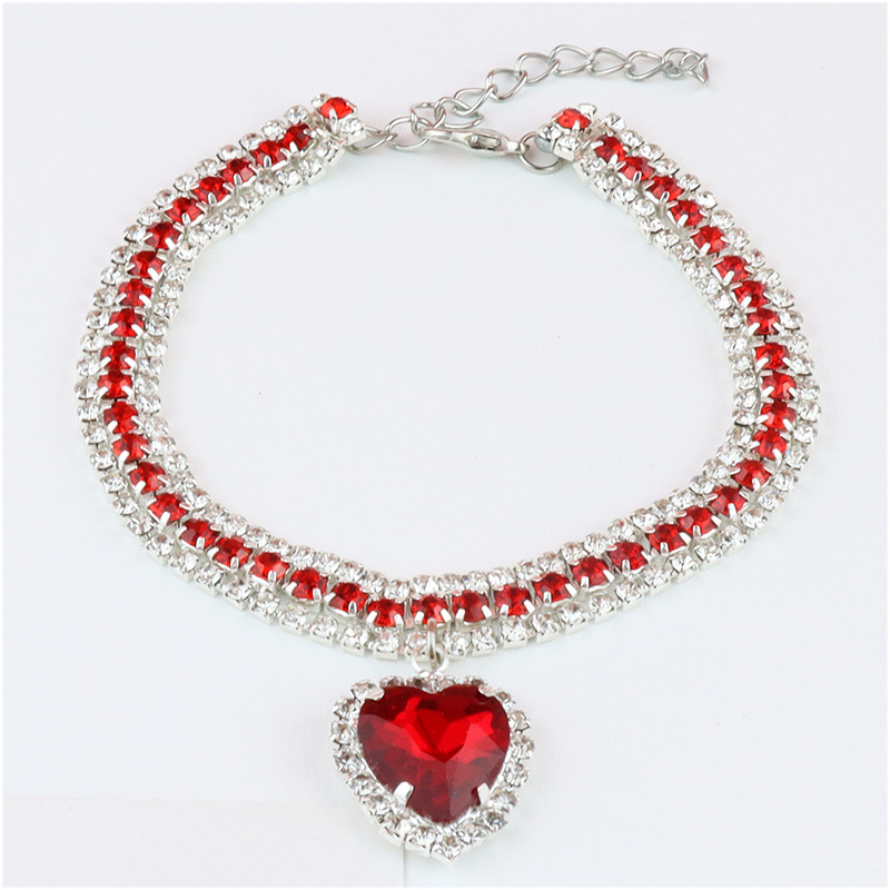 Bricolage mignon luxe collier pour animaux de compagnie chat chien collier amour pendentif fournitures pour animaux de compagnie amour cristal luxe collier chaton collier chat collier: 4XL / Bleu