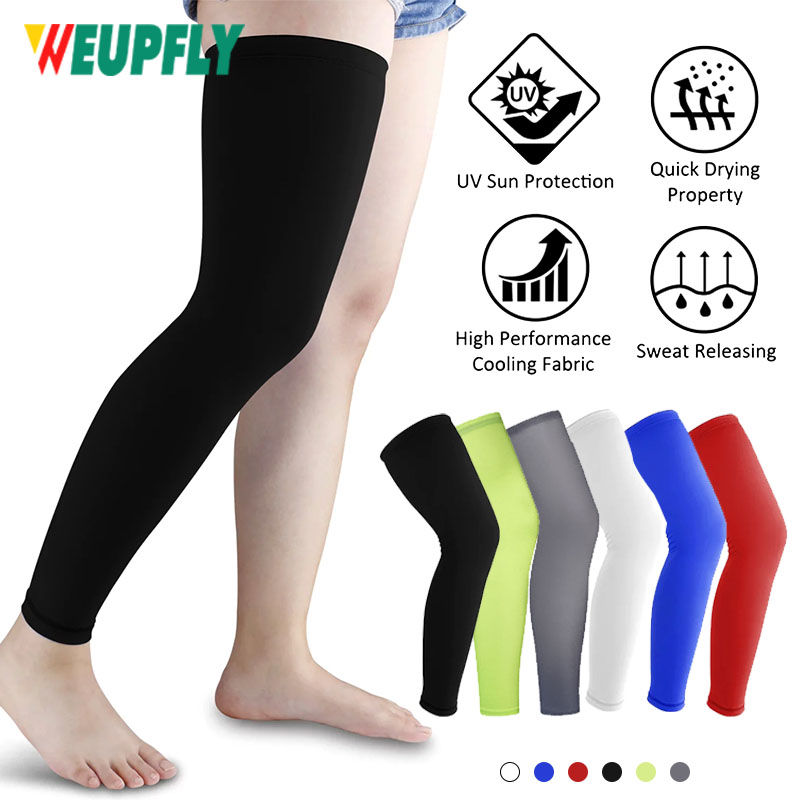 WEUPFLY 1 pz scaldamuscoli a compressione basket calcio calzini da ciclismo maniche al polpaccio UV scaldamuscoli da sole uomo donna